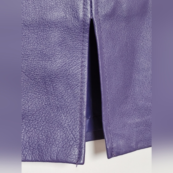Vintage Tower Hill Women's Purple Leather Jacket Skirt Suit - Picture 9 of 11